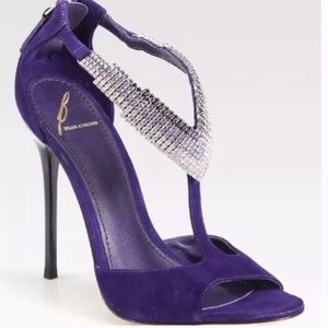 B Brian Atwood Purple Suede Crystal Embellished Sandals - GORGEOUS!! Size 7